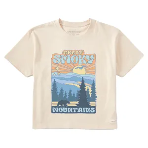 Women's Great Smoky Mountains Poster Short Sleeve Crusher Boxy Tee Life is Good