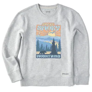 Women's Great Smoky Mountains Poster Simply True Fleece Crew Life is Good