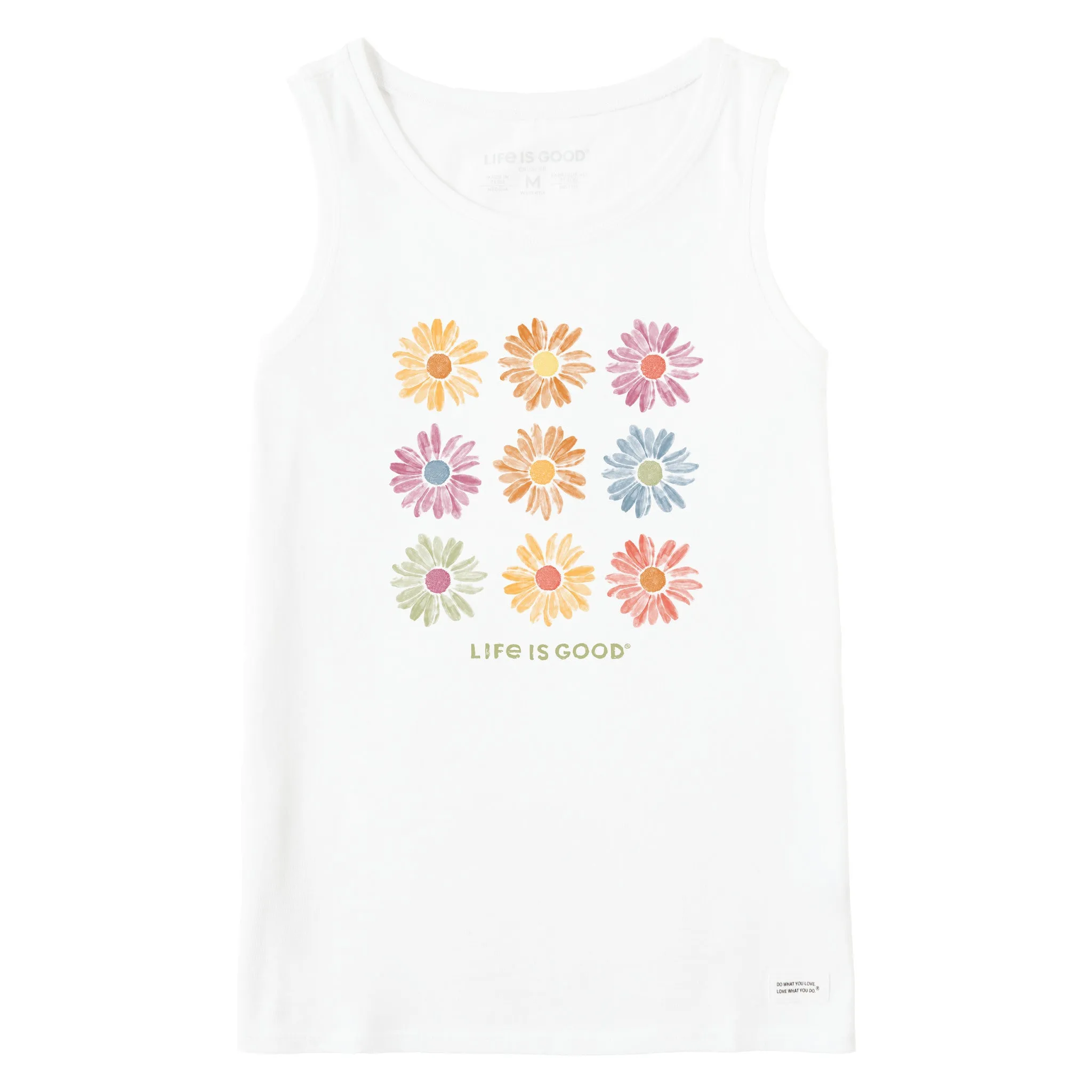 Women's Grid of Painted Daisies Crusher Tank Life is Good
