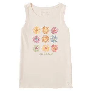 Women's Grid of Painted Daisies Crusher Tank Life is Good