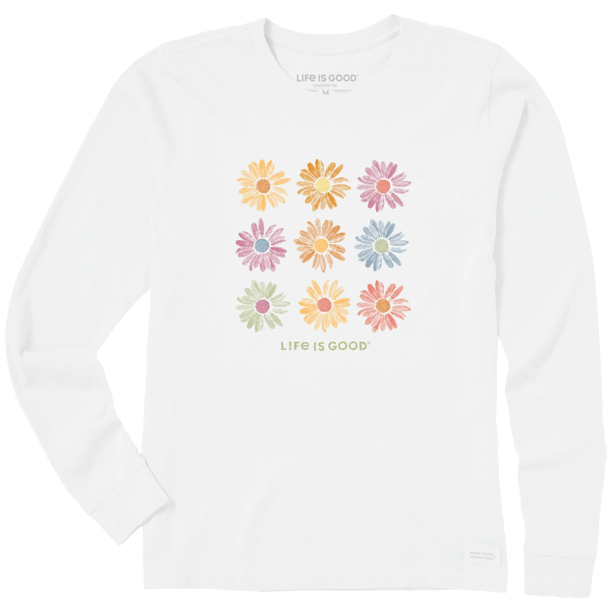 Women's Grid of Painted Daisies Long Sleeve Crusher Tee Life is Good