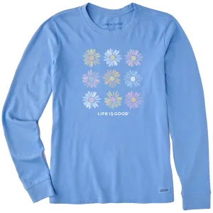 Women's Grid of Painted Daisies Long Sleeve Crusher Tee Life is Good
