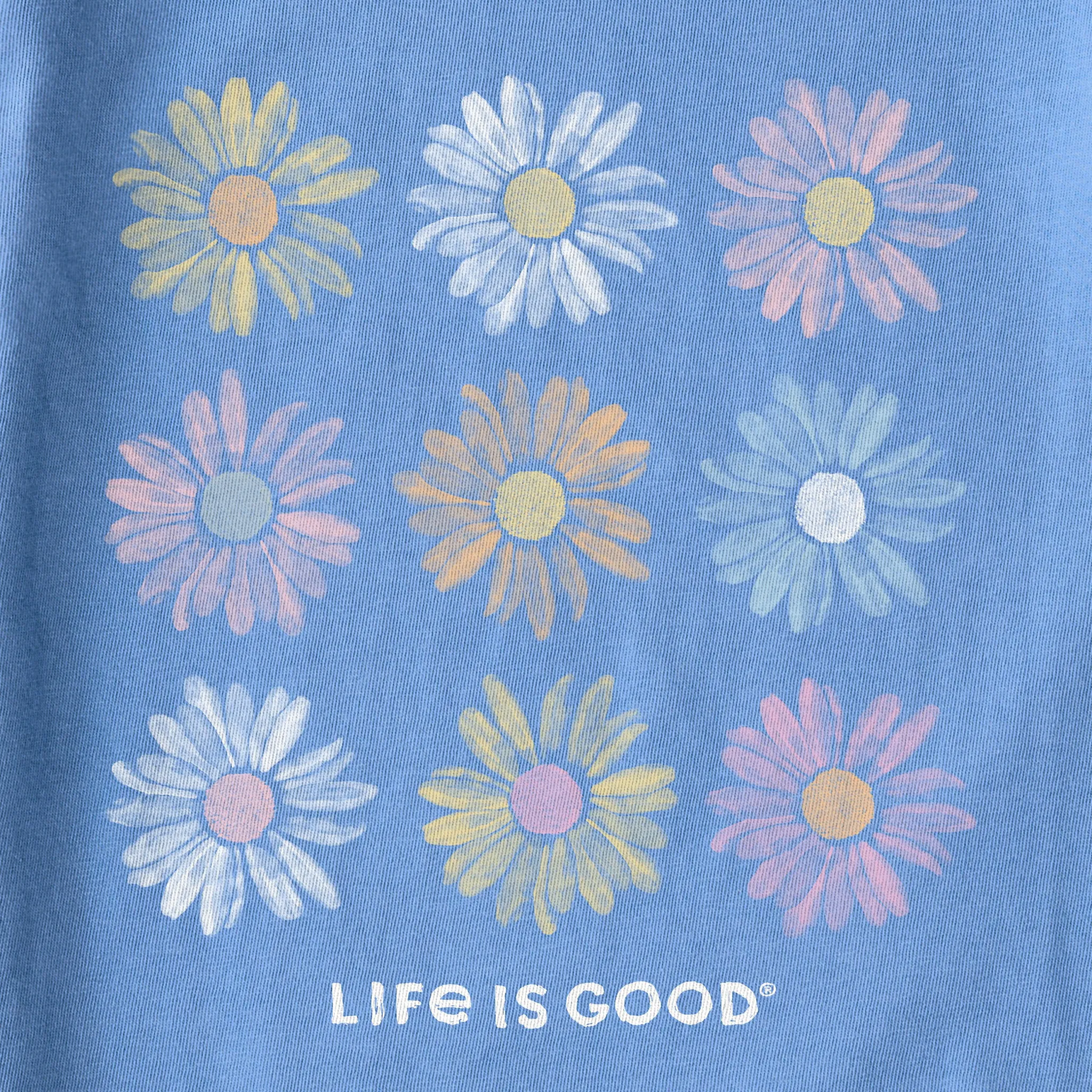 Women's Grid of Painted Daisies Long Sleeve Crusher Tee Life is Good