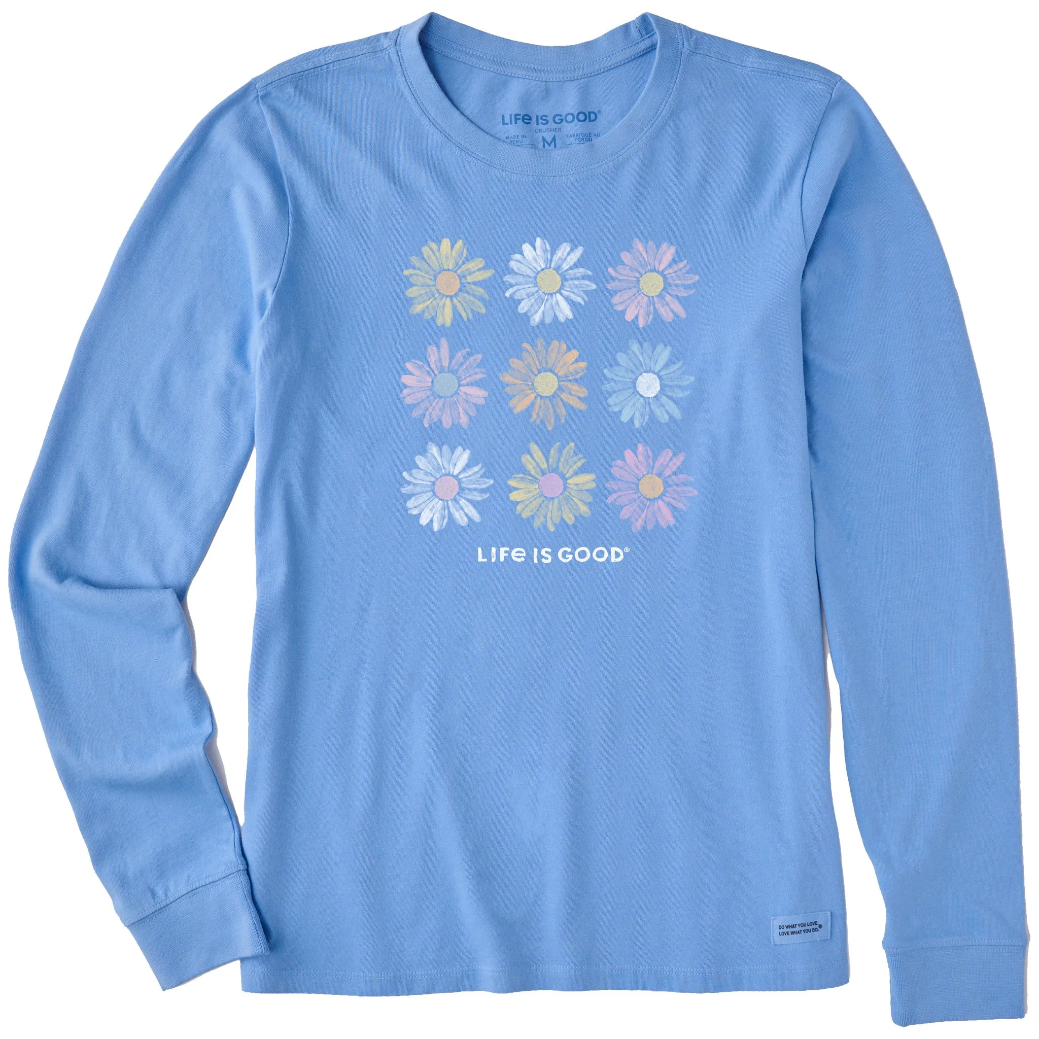 Women's Grid of Painted Daisies Long Sleeve Crusher Tee Life is Good