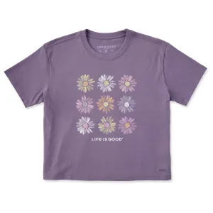 Women's Grid of Painted Daisies Short Sleeve Crusher Boxy Tee Life is Good