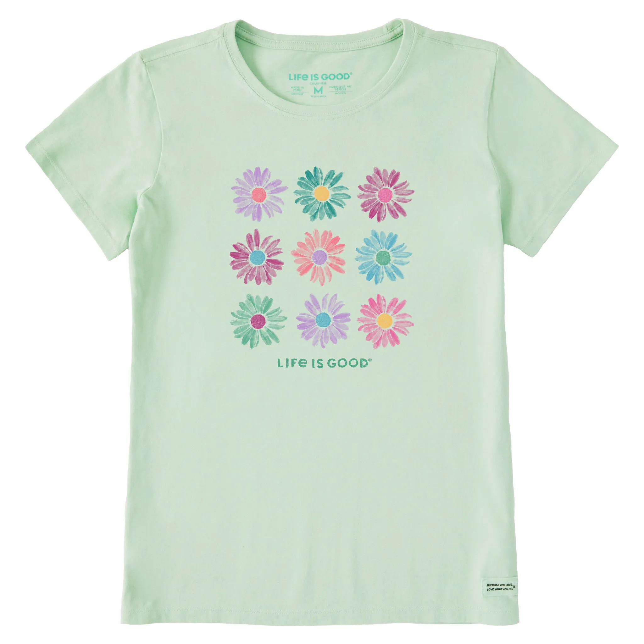 Women's Grid of Painted Daisies Short Sleeve Crusher Tee Life is Good