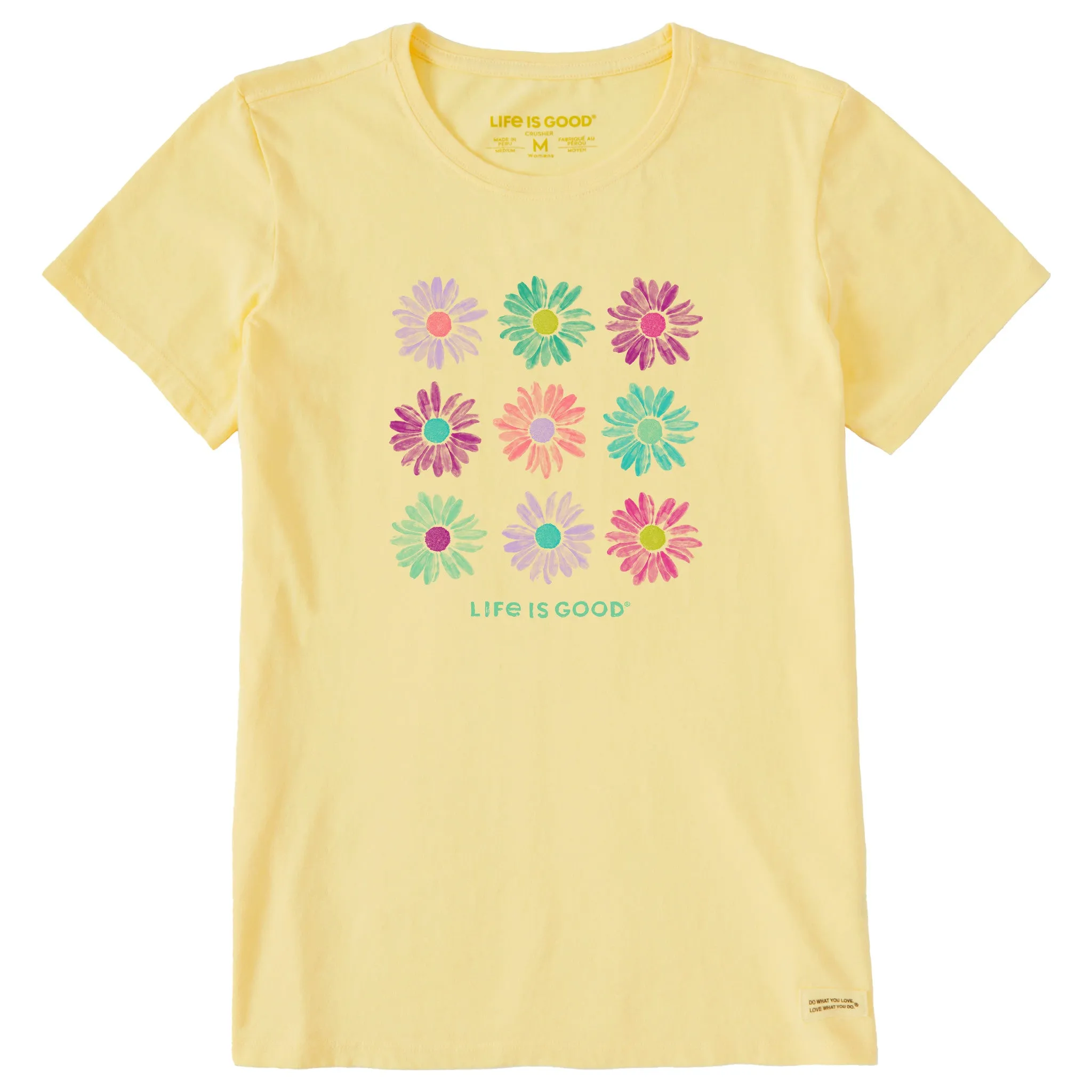 Women's Grid of Painted Daisies Short Sleeve Crusher Tee Life is Good