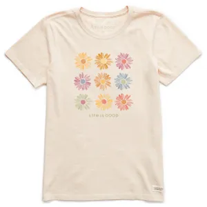 Women's Grid of Painted Daisies Short Sleeve Crusher Tee Life is Good