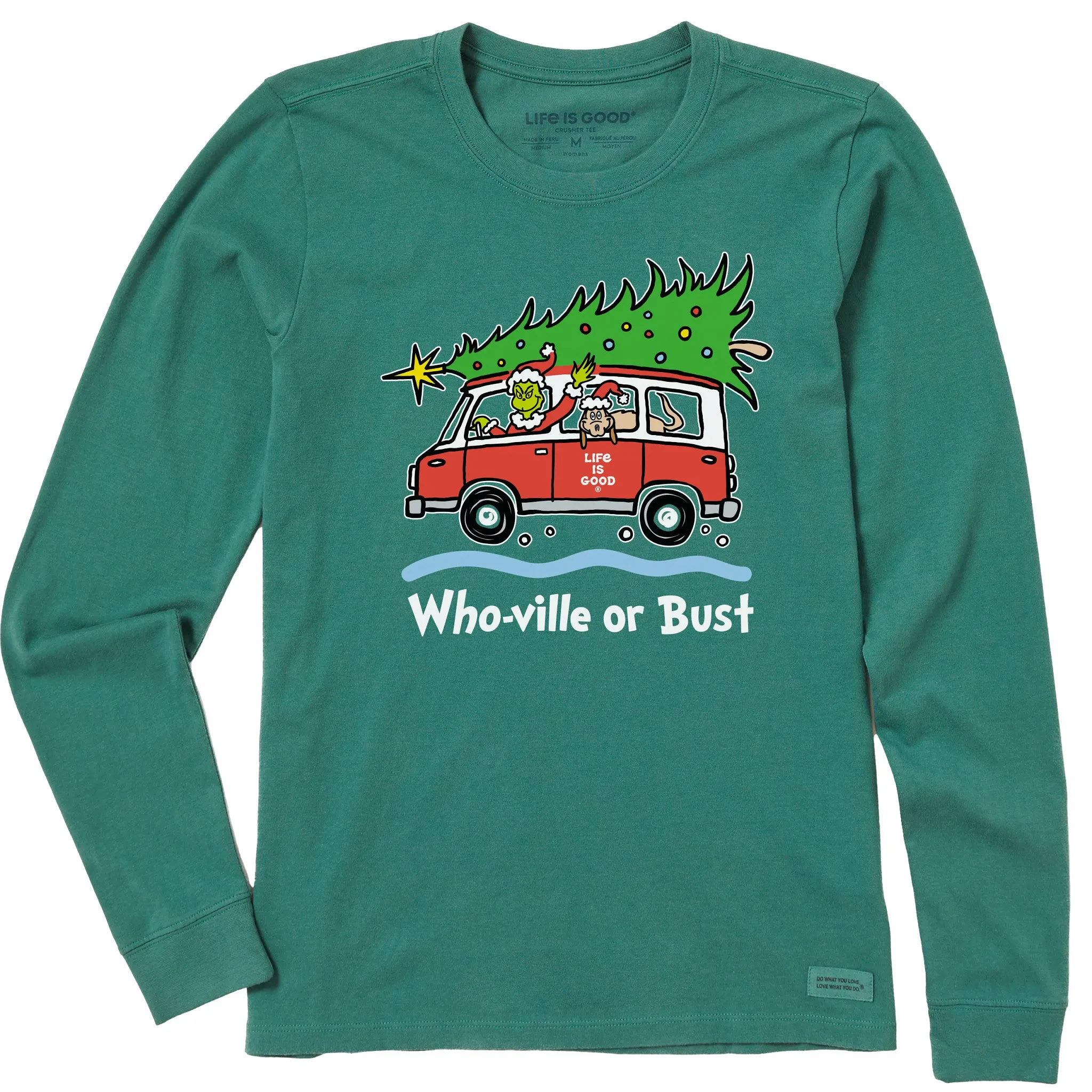 Women's Grinch and Max Who-Ville Or Bust Long Sleeve Crusher Tee Life is Good