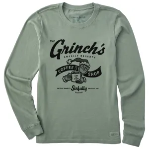 Women's Grinch Coffee Shop Long Sleeve Crusher Tee Life is Good