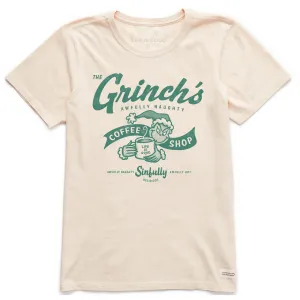 Women's Grinch Coffee Shop Short Sleeve Crusher Tee Life is Good