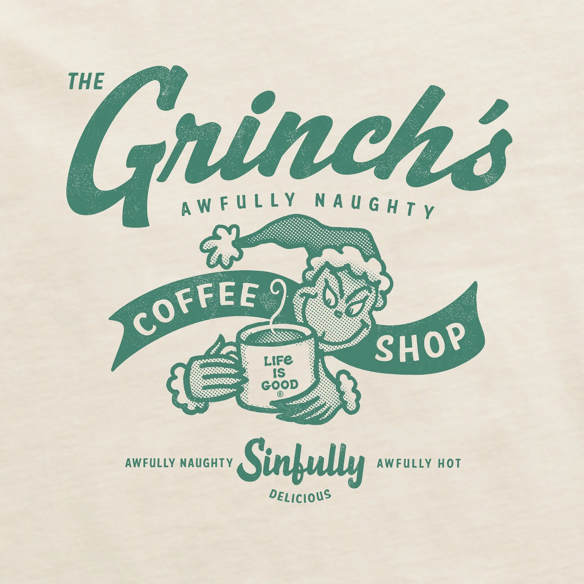 Women's Grinch Coffee Shop Short Sleeve Crusher Tee Life is Good