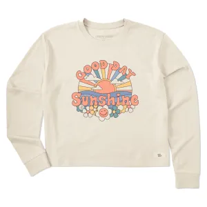Women's Groovy Good Day Sunshine Long Sleeve Crusher Boxy Tee Life is Good