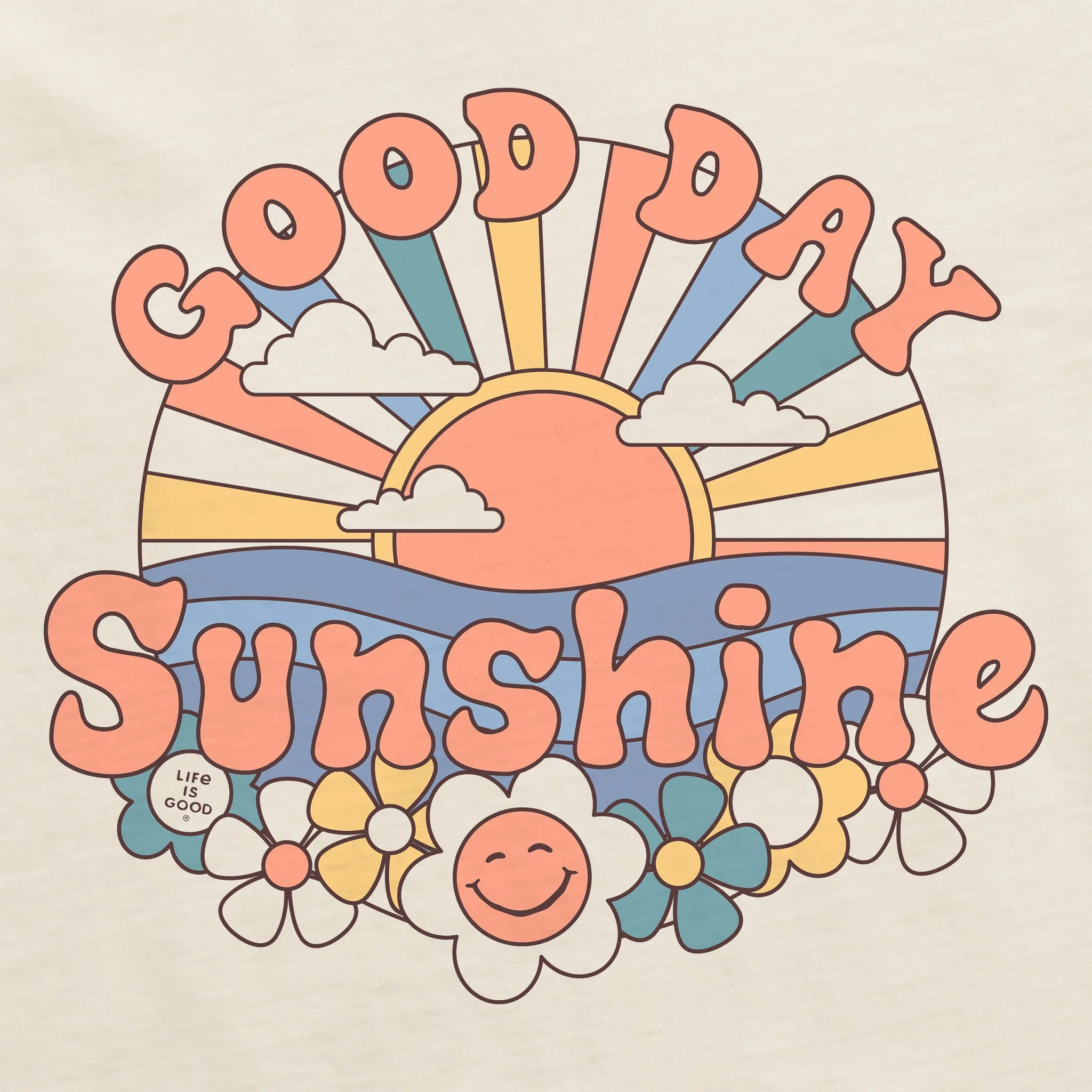 Women's Groovy Good Day Sunshine Long Sleeve Crusher Boxy Tee Life is Good
