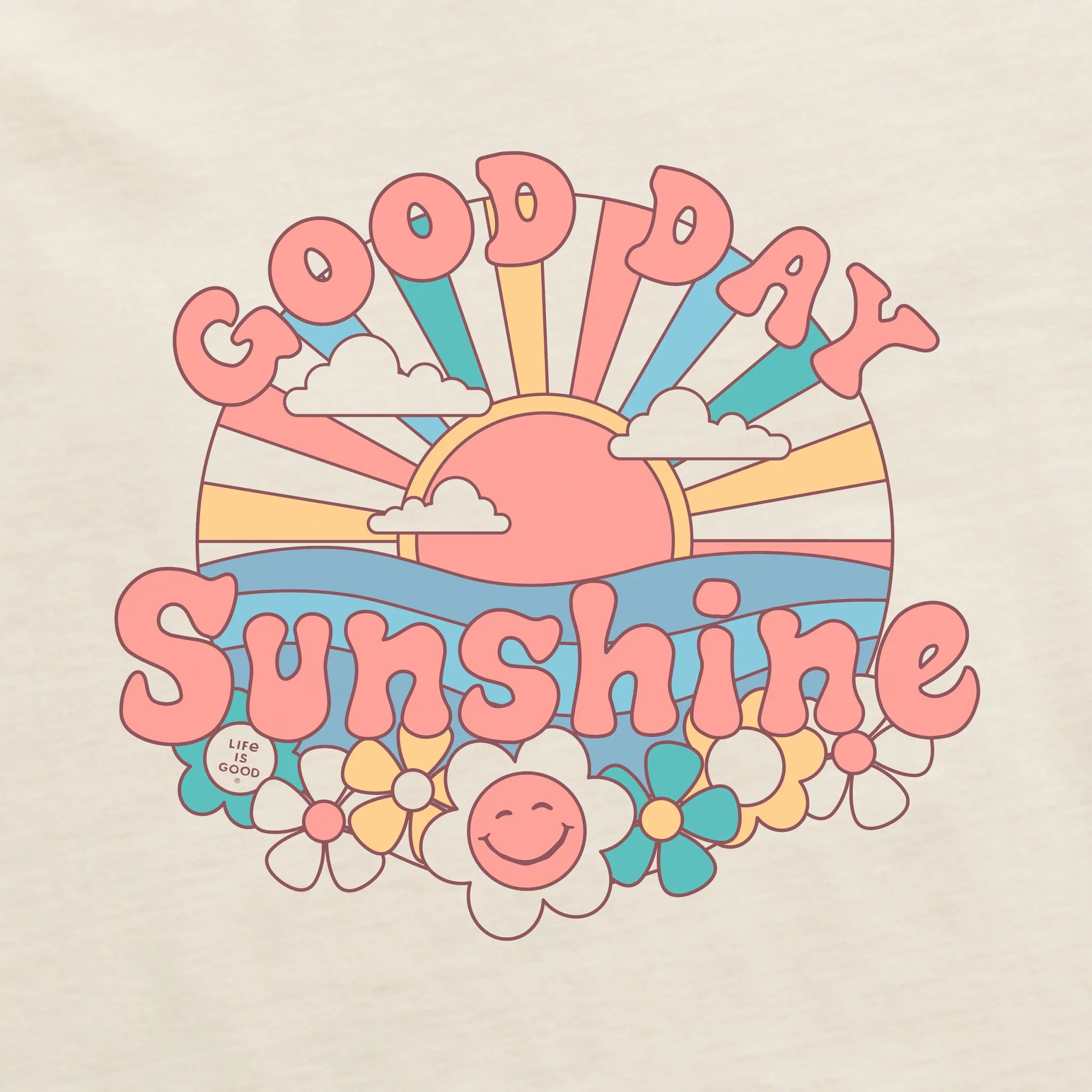 Women's Groovy Good Day Sunshine Long Sleeve Crusher Boxy Tee Life is Good