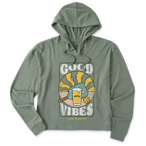 Women's Groovy Harpoon Good Vibes Crusher Boxy Hoodie Life is Good