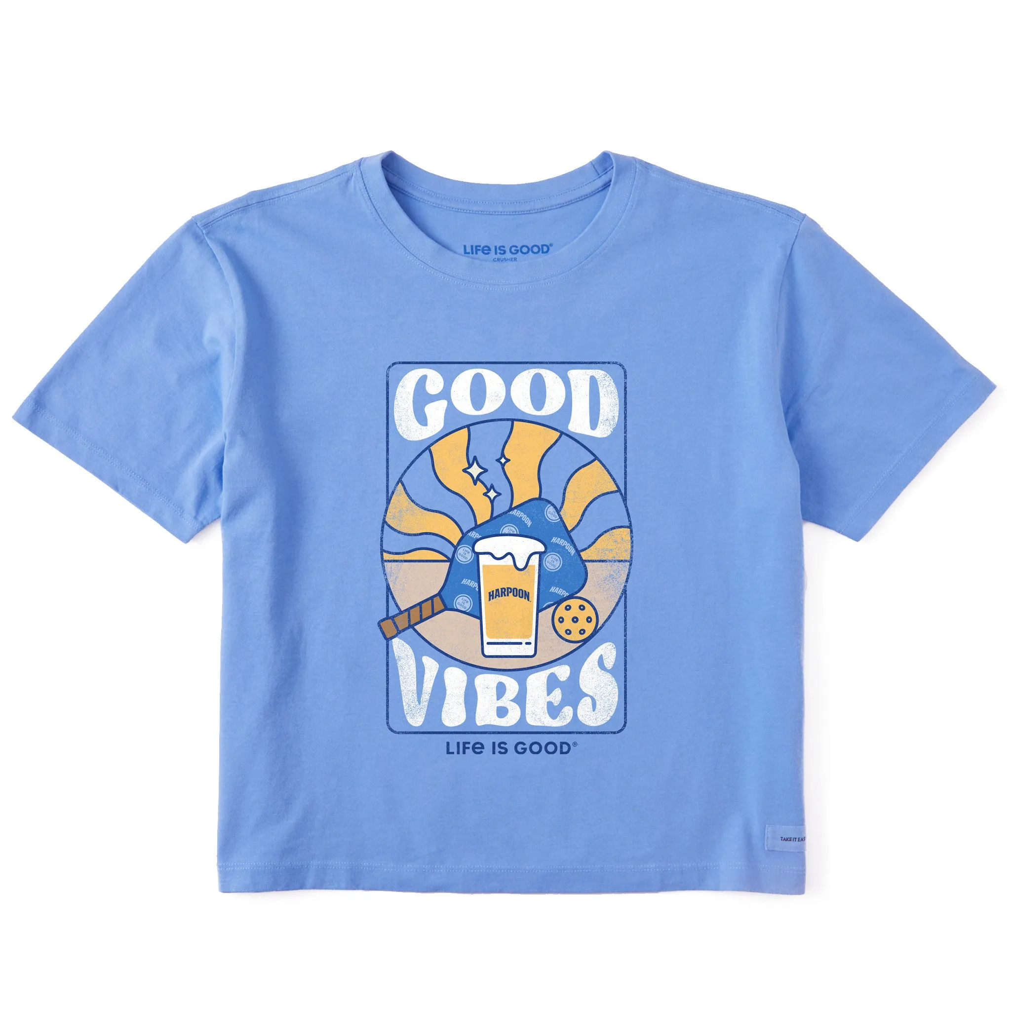 Women's Groovy Harpoon Good Vibes Short Sleeve Crusher Boxy Tee Life is Good
