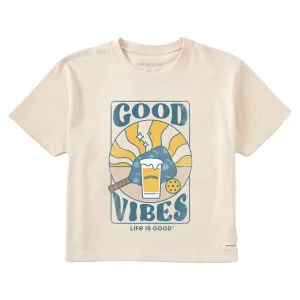 Women's Groovy Harpoon Good Vibes Short Sleeve Crusher Boxy Tee Life is Good