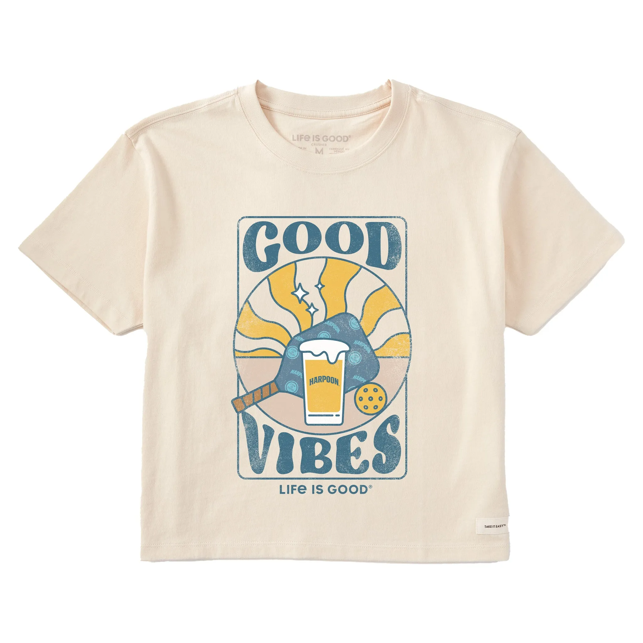 Women's Groovy Harpoon Good Vibes Short Sleeve Crusher Boxy Tee Life is Good