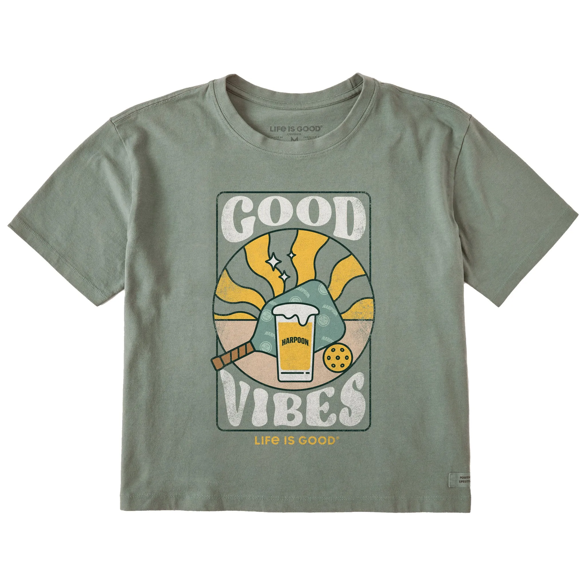 Women's Groovy Harpoon Good Vibes Short Sleeve Crusher Boxy Tee Life is Good