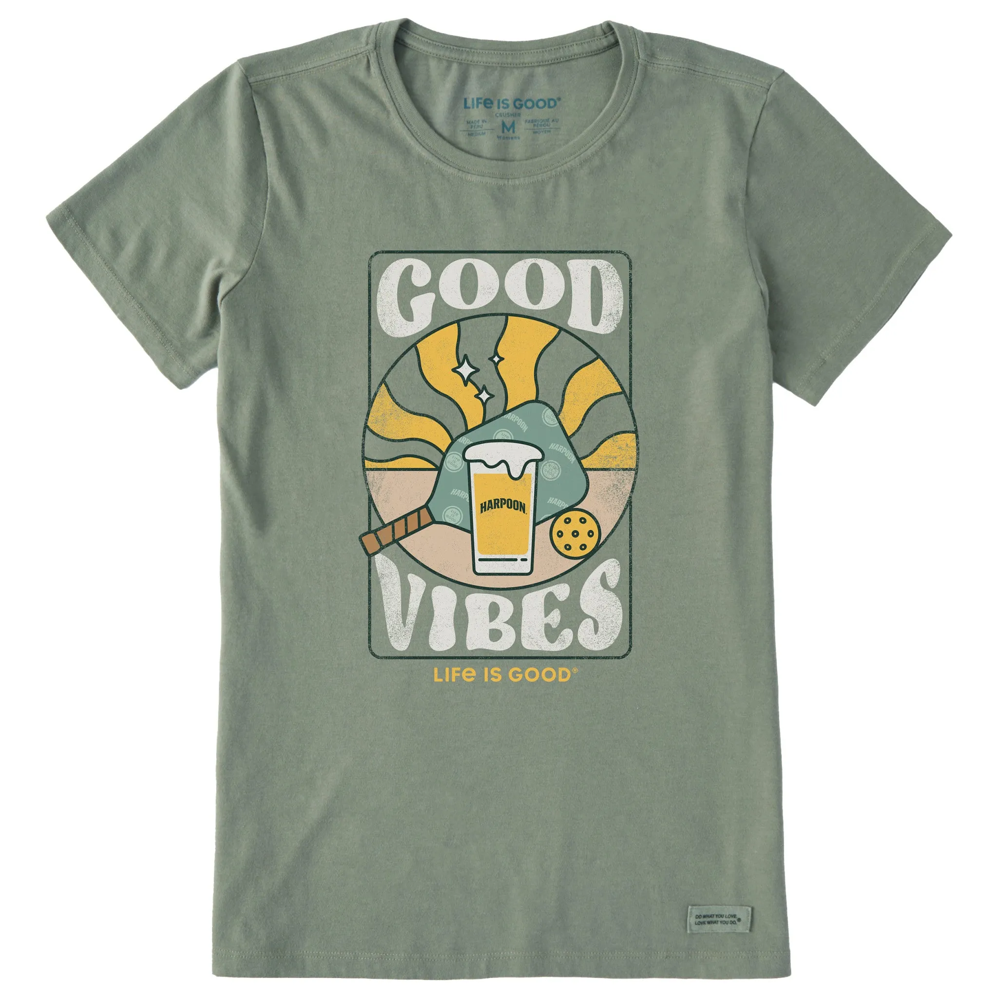 Women's Groovy Harpoon Good Vibes Short Sleeve Crusher Tee Life is Good