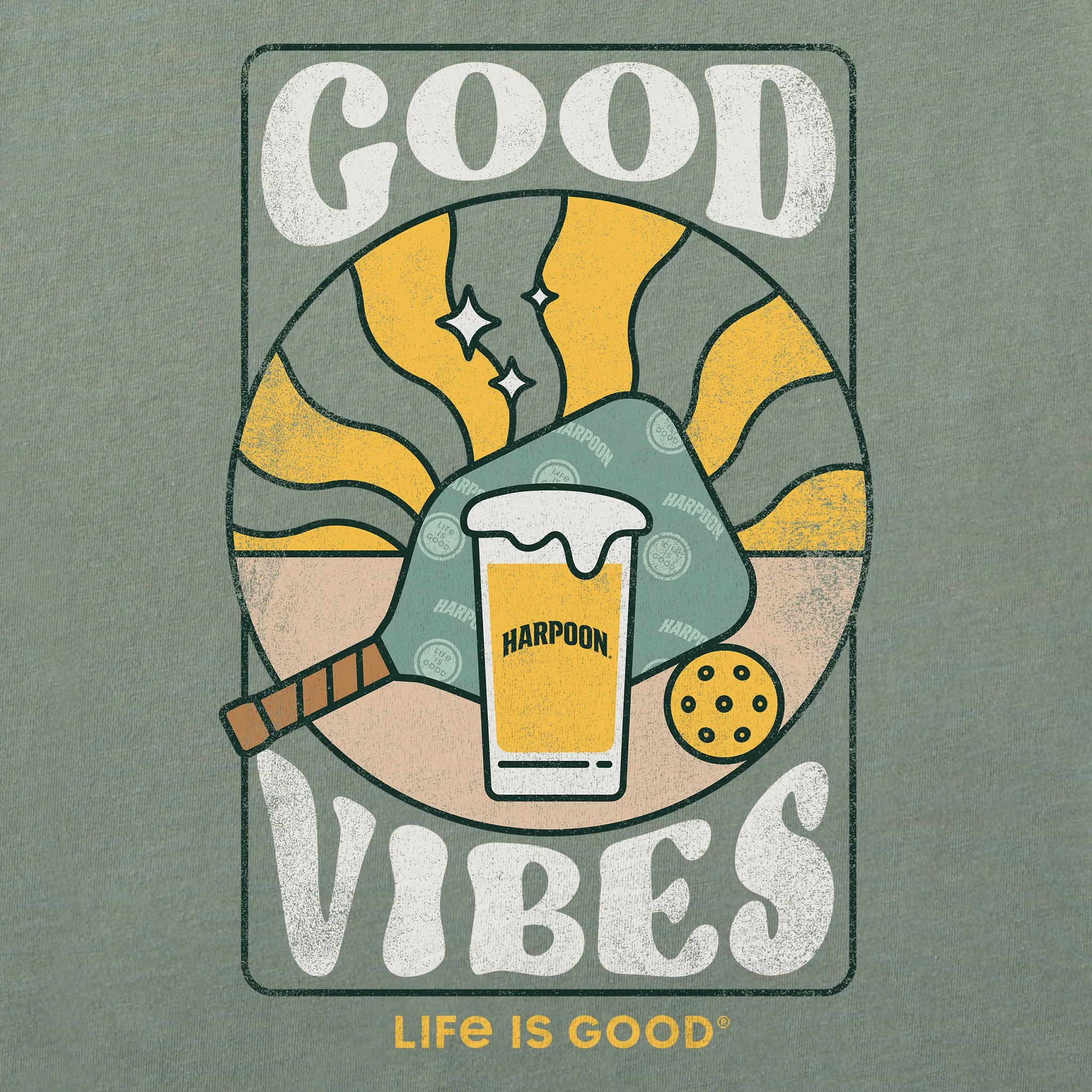 Women's Groovy Harpoon Good Vibes Short Sleeve Crusher Tee Life is Good