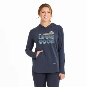 Women's Groovy Hello Sunshine Crusher-FLEX Hoodie Tunic Life is Good