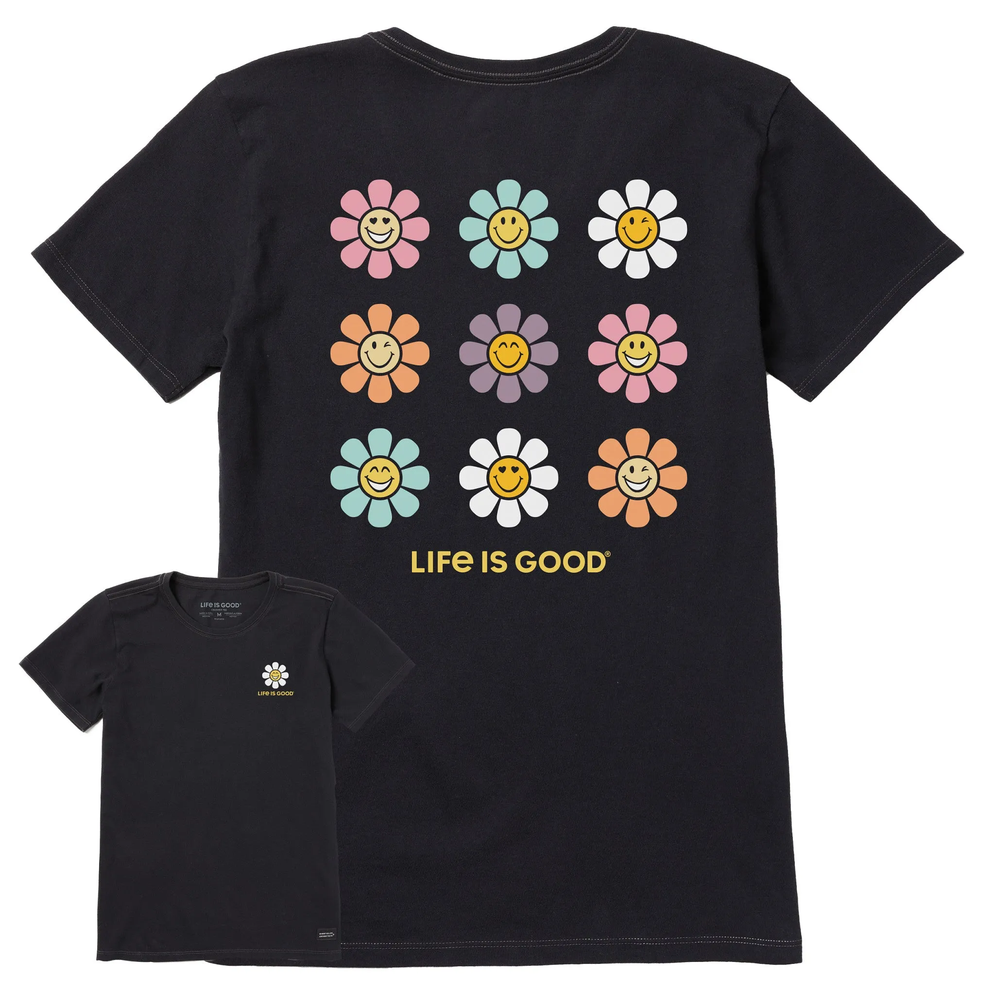 Women's Groovy Smile Daisies Short Sleeve Crusher Tee Life is Good