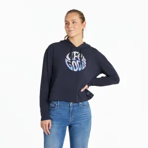 Women's Groovy Tie Dye LIG Crusher-FLEX Boxy Hoodie Life is Good