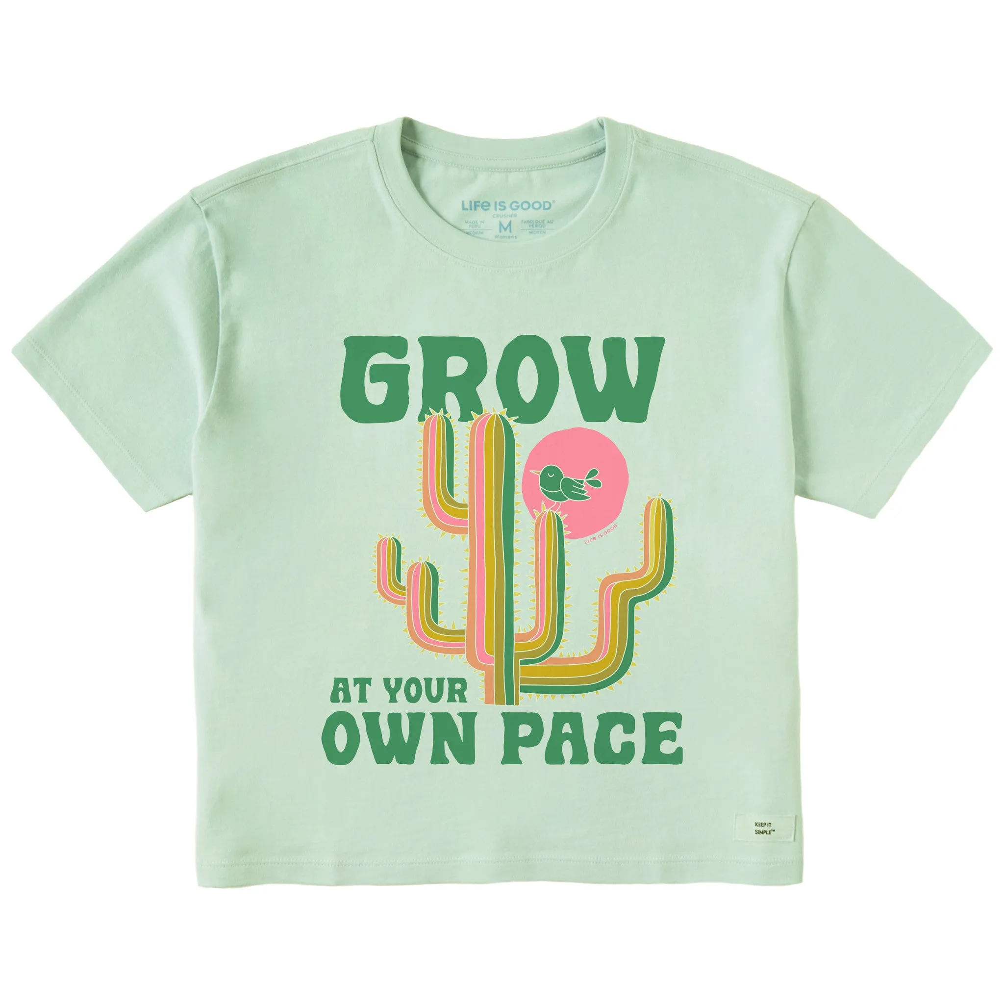 Women's Grow at Your Own Pace Cactus Short Sleeve Crusher Boxy Tee Life is Good