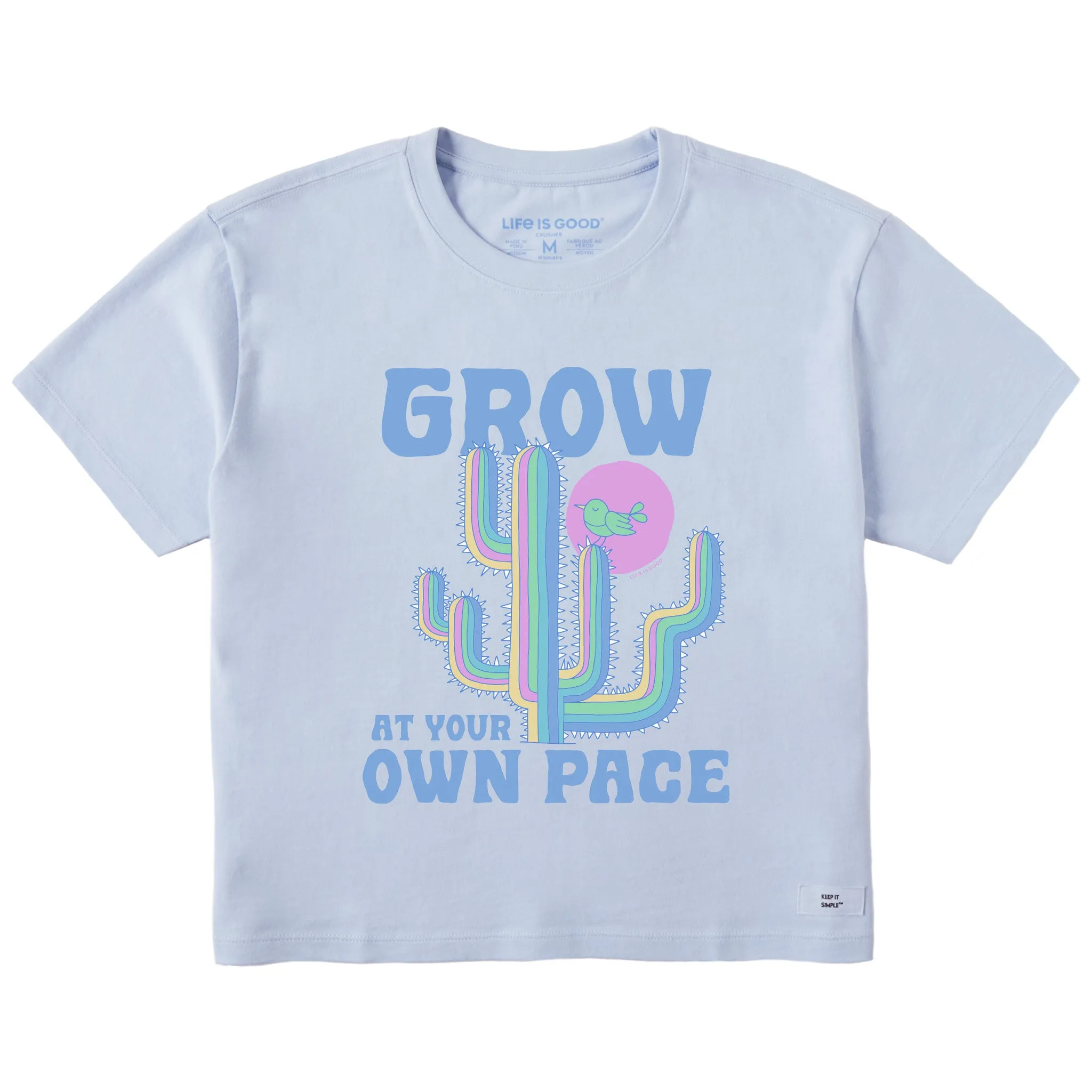 Women's Grow at Your Own Pace Cactus Short Sleeve Crusher Boxy Tee Life is Good