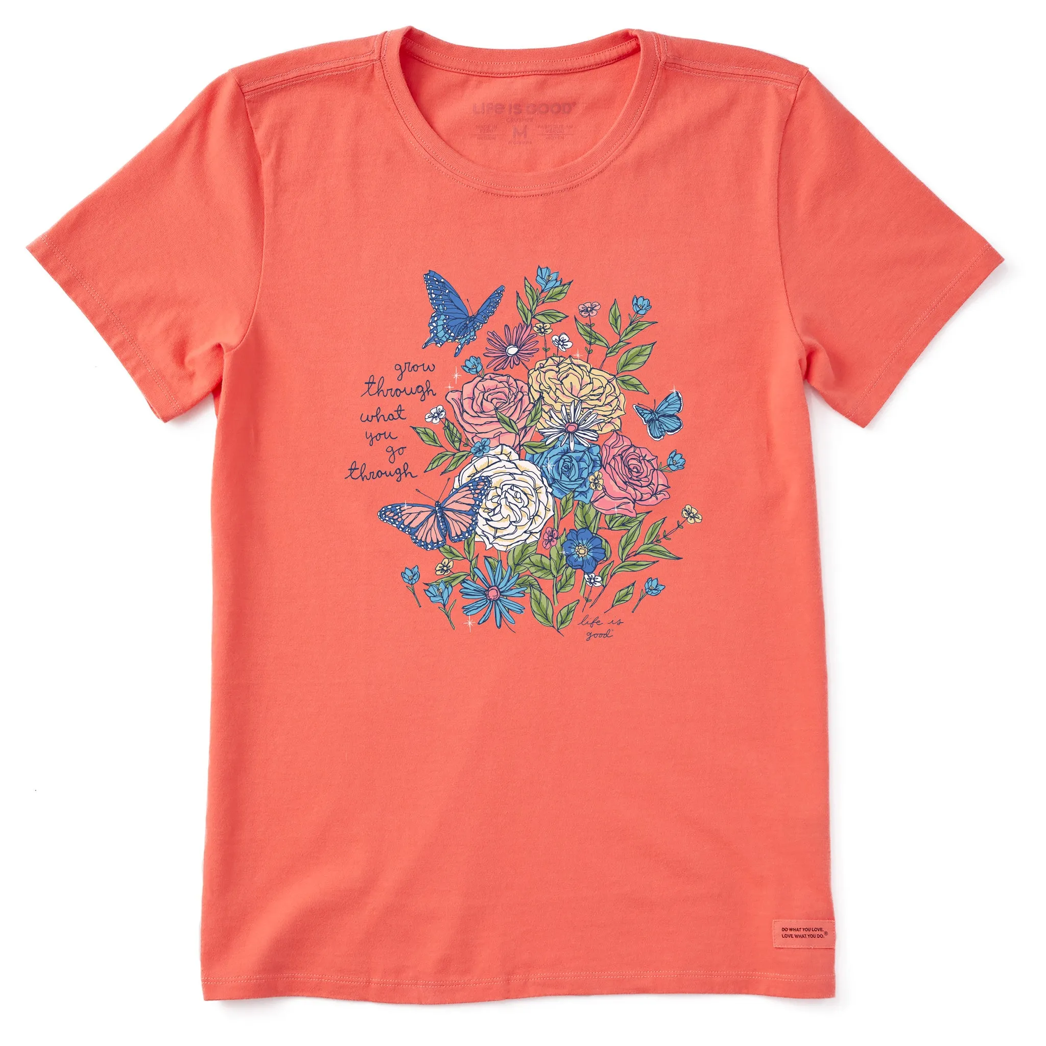 Women's Grow Through Butterfly Flowers Short Sleeve Crusher Tee Life is Good
