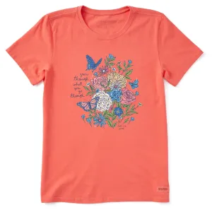 Women's Grow Through Butterfly Flowers Short Sleeve Crusher Tee Life is Good