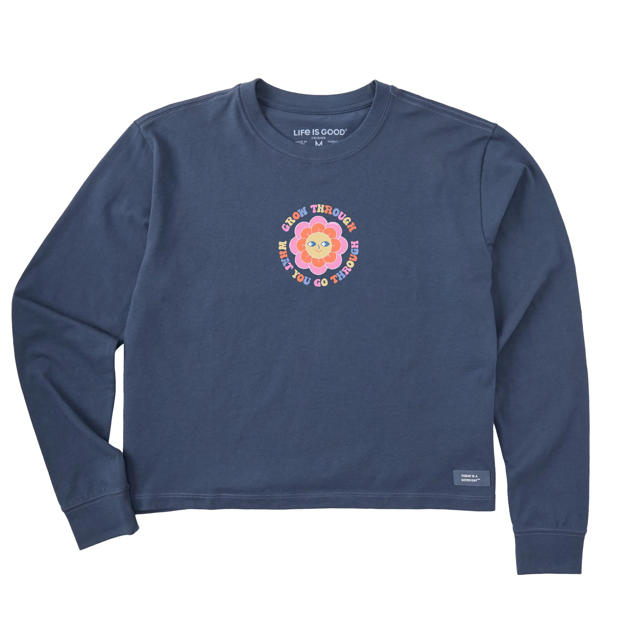 Women's Grow Through Smile Blossom Long Sleeve Crusher Boxy Tee Life is Good