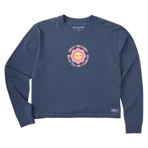 Women's Grow Through Smile Blossom Long Sleeve Crusher Boxy Tee Life is Good