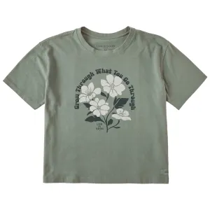 Women's Grow Through What You Go Through Flowers Short Sleeve Crusher Boxy Tee Life is Good