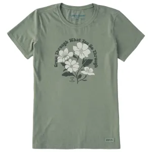 Women's Grow Through What You Go Through Flowers Short Sleeve Crusher Tee Life is Good