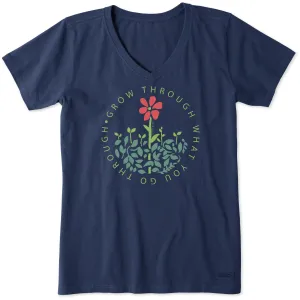 Women's Grow Through What you Go Through Short Sleeve Crusher Vee Life is Good