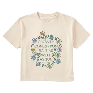 Women's Growth Comes from Rain Flowers Short Sleeve Crusher Boxy Tee Life is Good