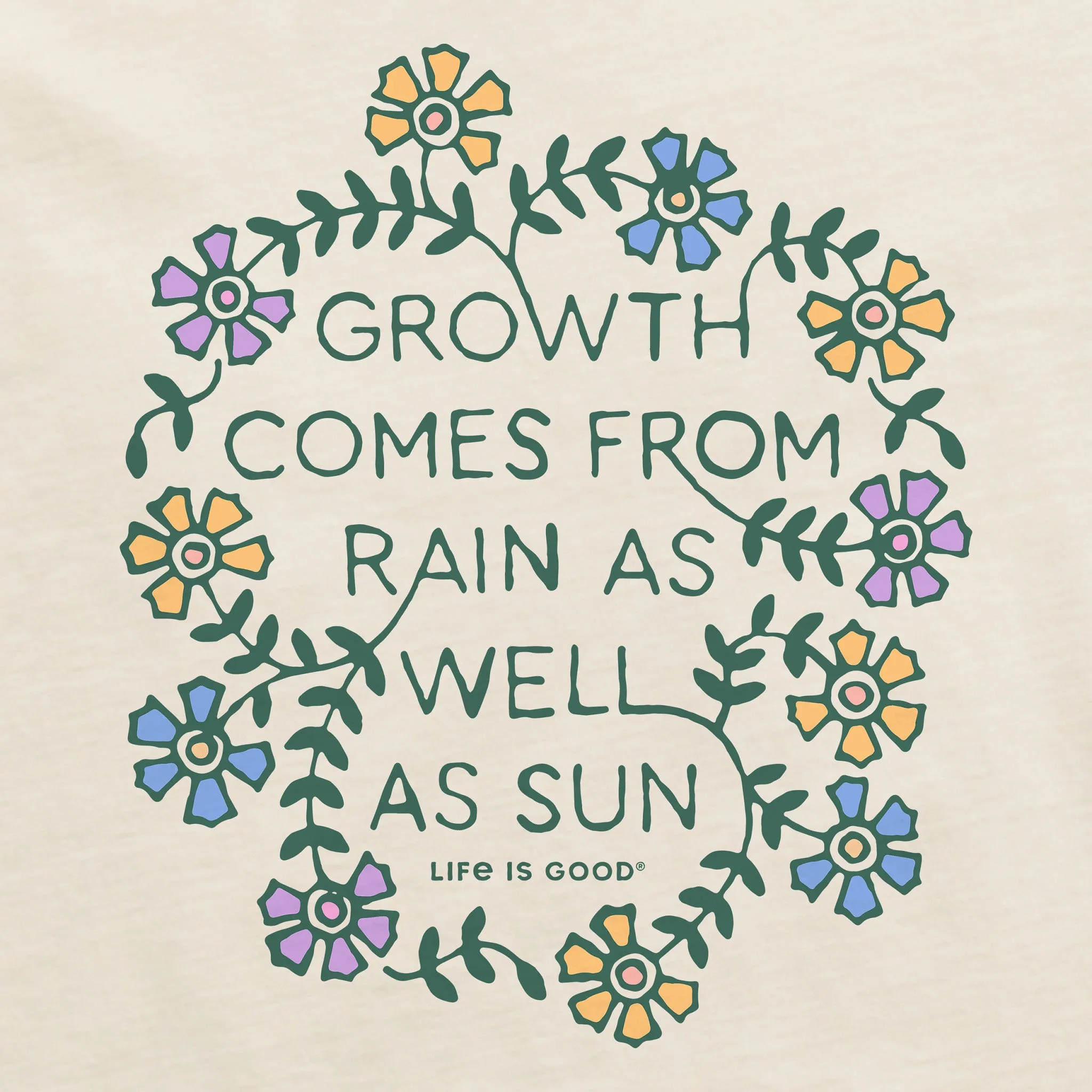 Women's Growth Comes from Rain Flowers Short Sleeve Crusher Boxy Tee Life is Good