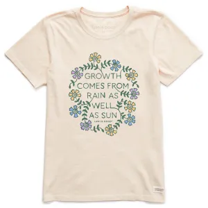 Women's Growth Comes from Rain Flowers Short Sleeve Crusher Tee Life is Good