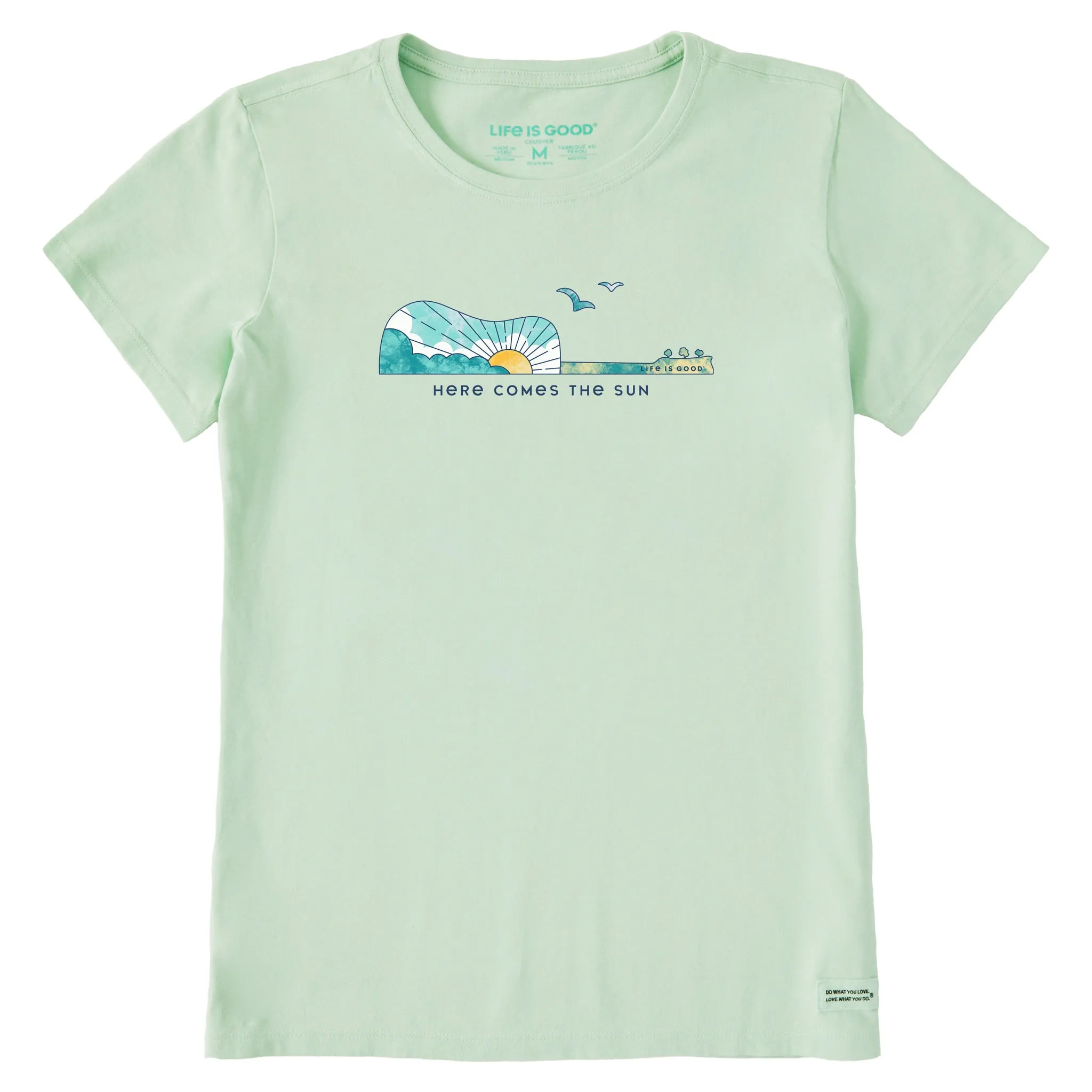 Women's Guitar Here Comes the Sun Short Sleeve Crusher Tee Life is Good