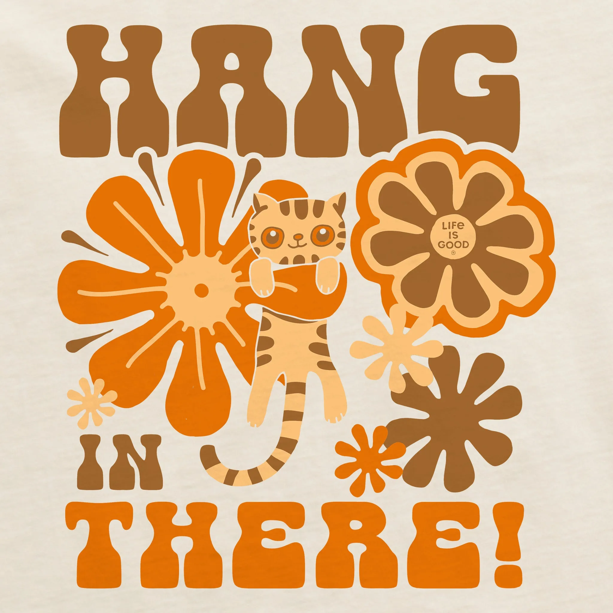Women's Hang in There Cat Short Sleeve Crusher Boxy Tee Life is Good