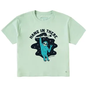 Women's Hang in There Space Sloth Short Sleeve Crusher Boxy Tee Life is Good