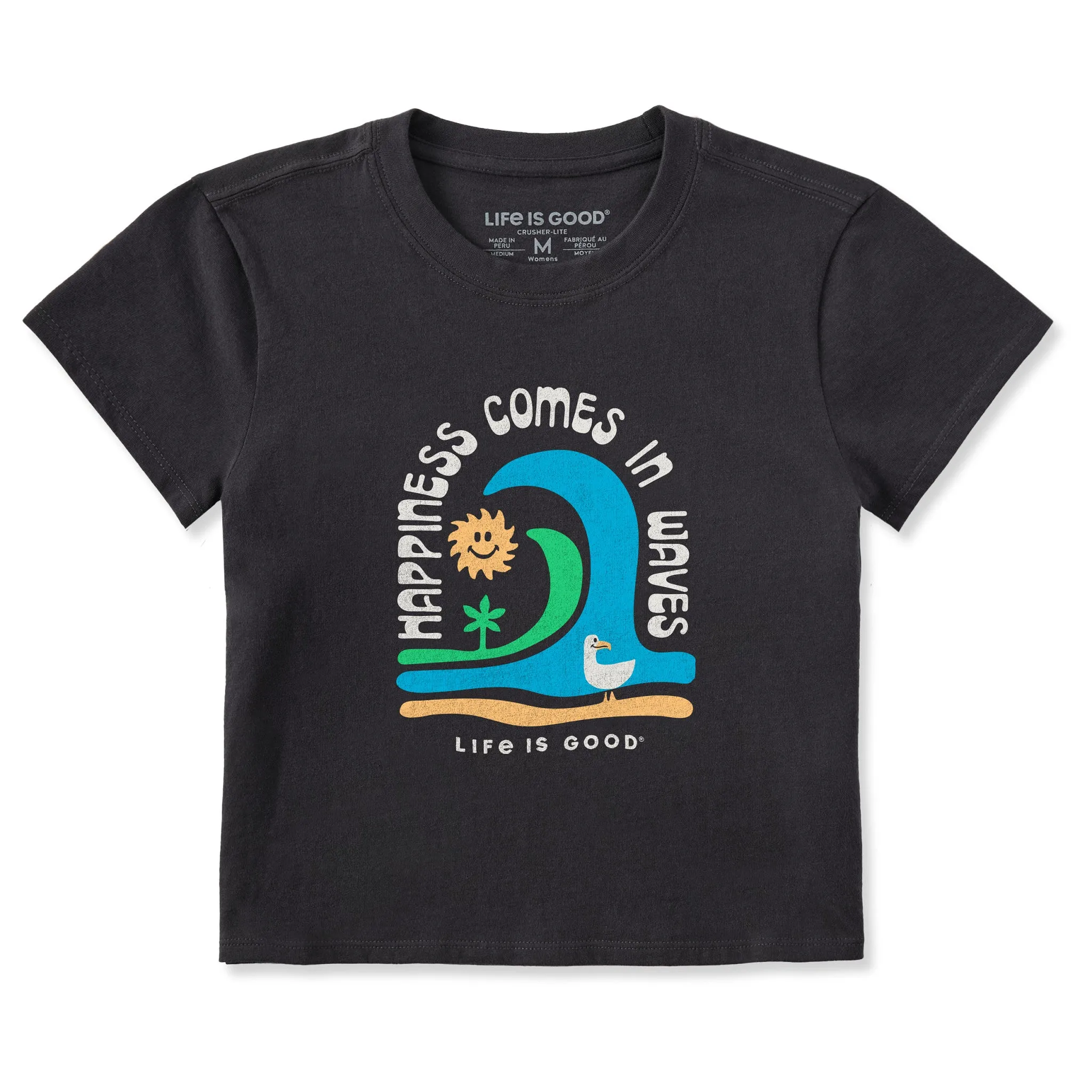 Women's Happiness Comes in Waves Crusher-LITE Shrunken Tee Life is Good