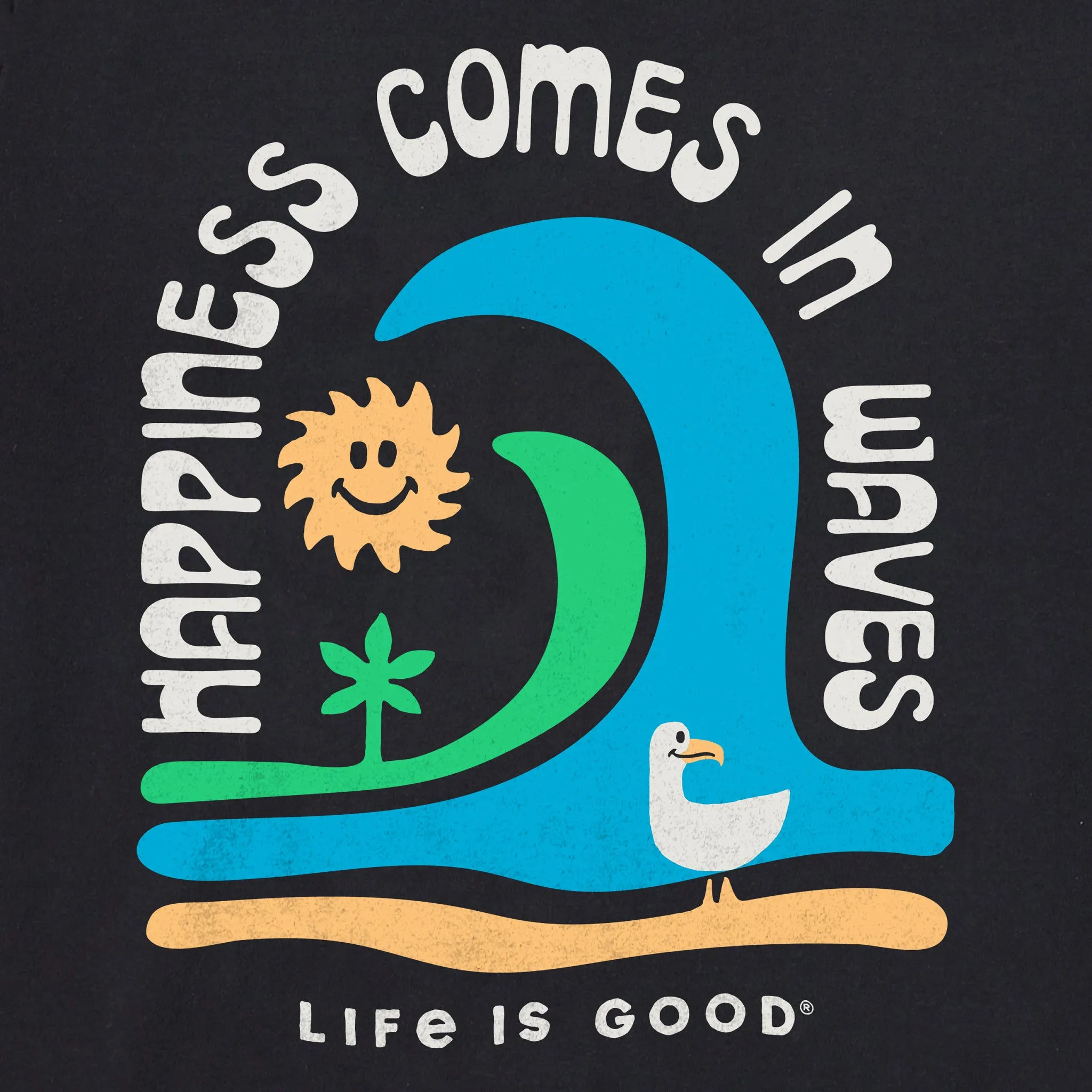 Women's Happiness Comes in Waves Crusher-LITE Shrunken Tee Life is Good