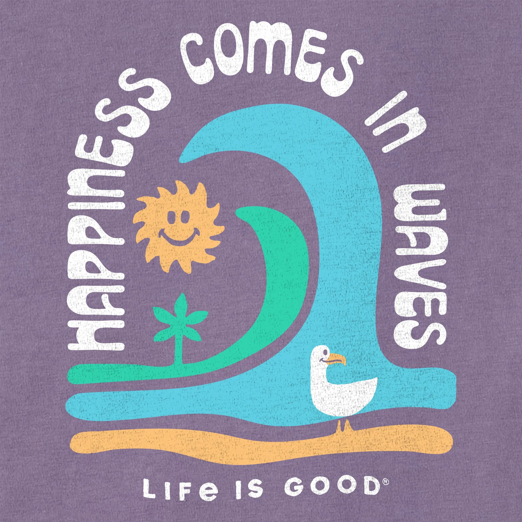 Women's Happiness Comes in Waves Short Sleeve Crusher Boxy Tee Life is Good