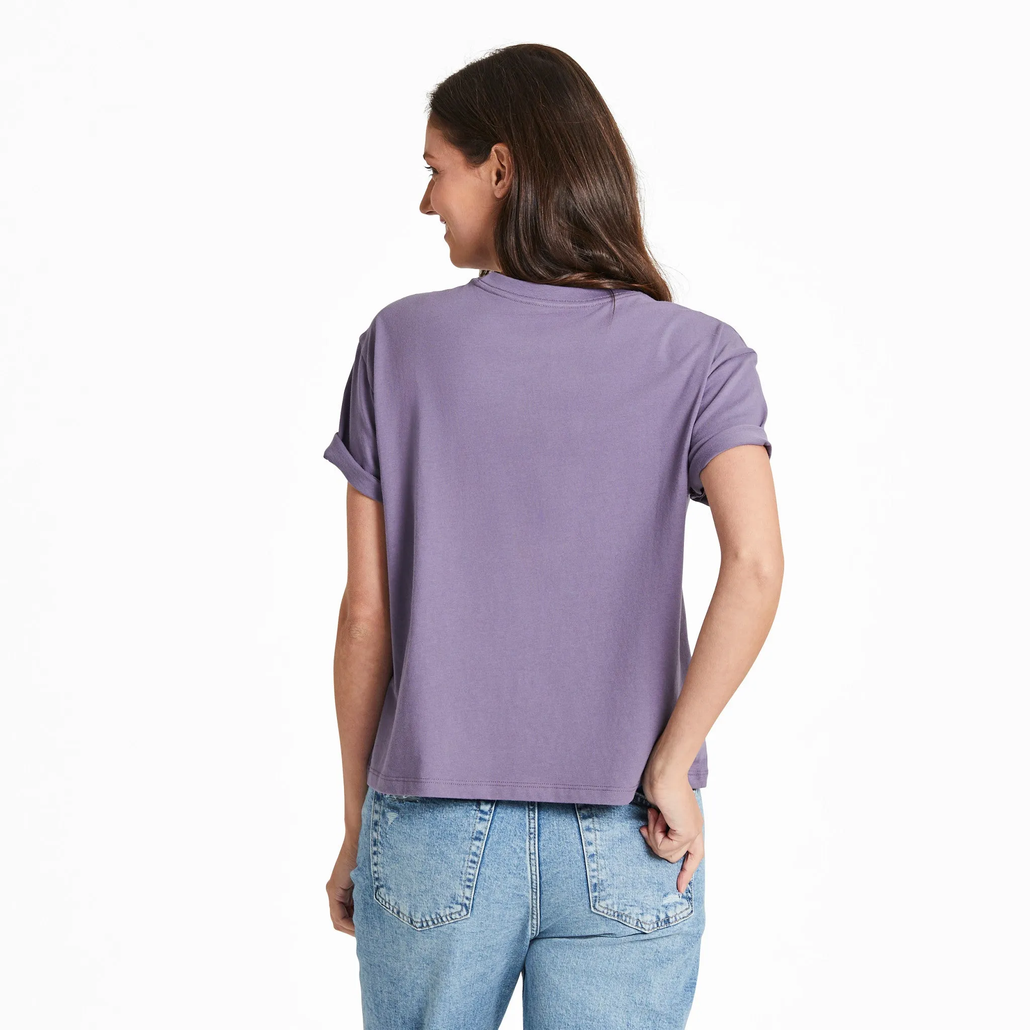 Women's Happiness Comes in Waves Short Sleeve Crusher Boxy Tee Life is Good