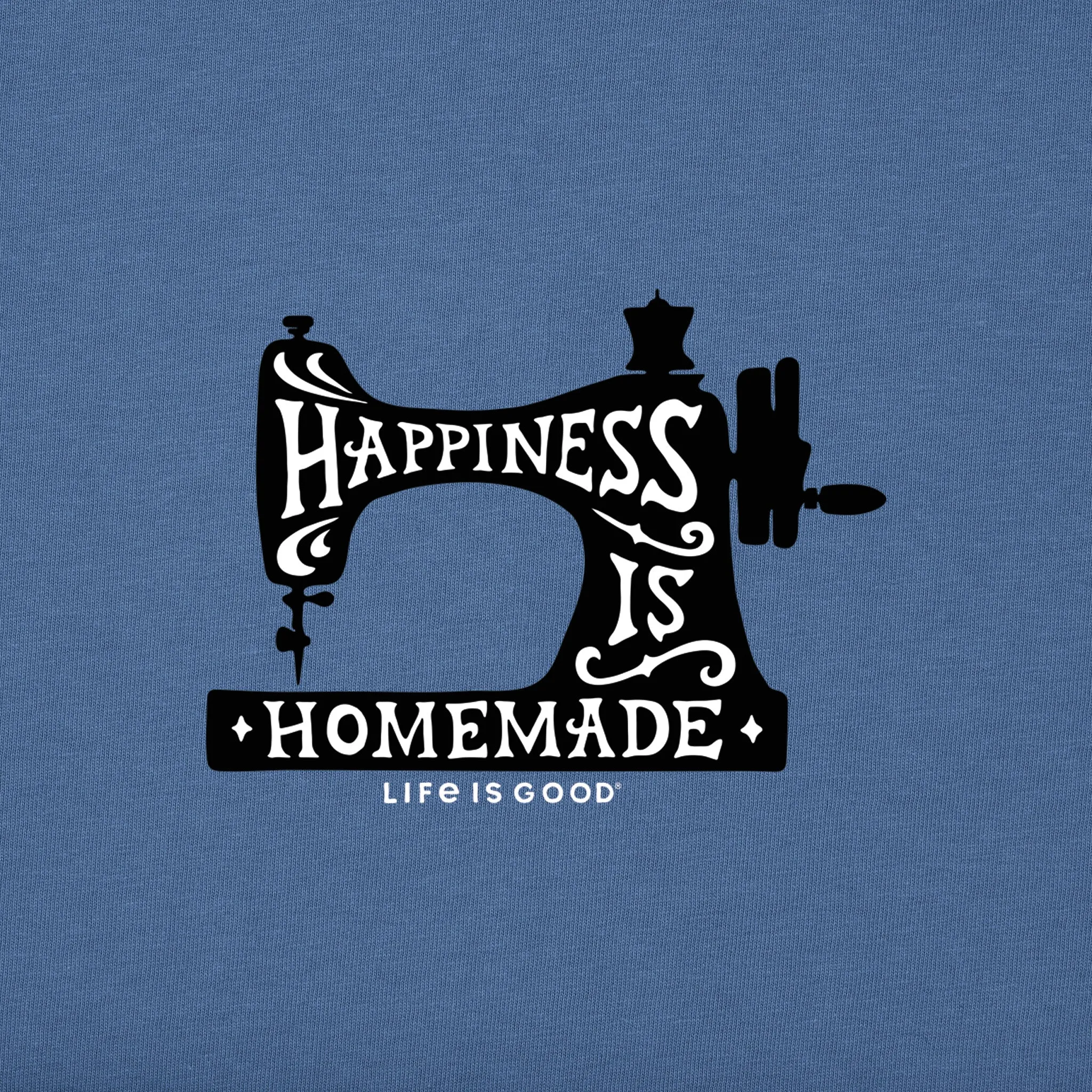 Women's Happiness Sewing Machine Short Sleeve Crusher Vee Life is Good
