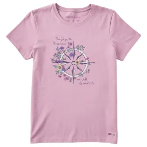 Women's Happiness Wildflower Compass Short Sleeve Crusher Tee Life is Good